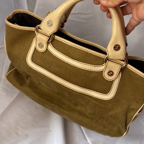 CELINE buggy canvas beige tote bag vintage - Picture 9 of 16